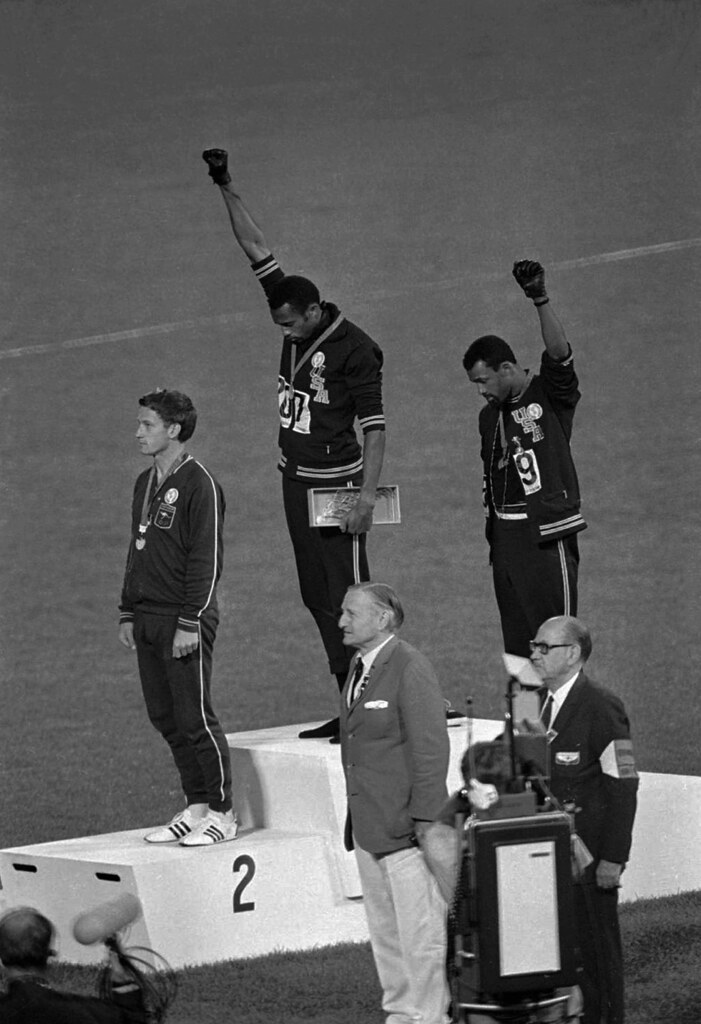 Black athletes give Black Power Salute at Mexico City Olympics 1968