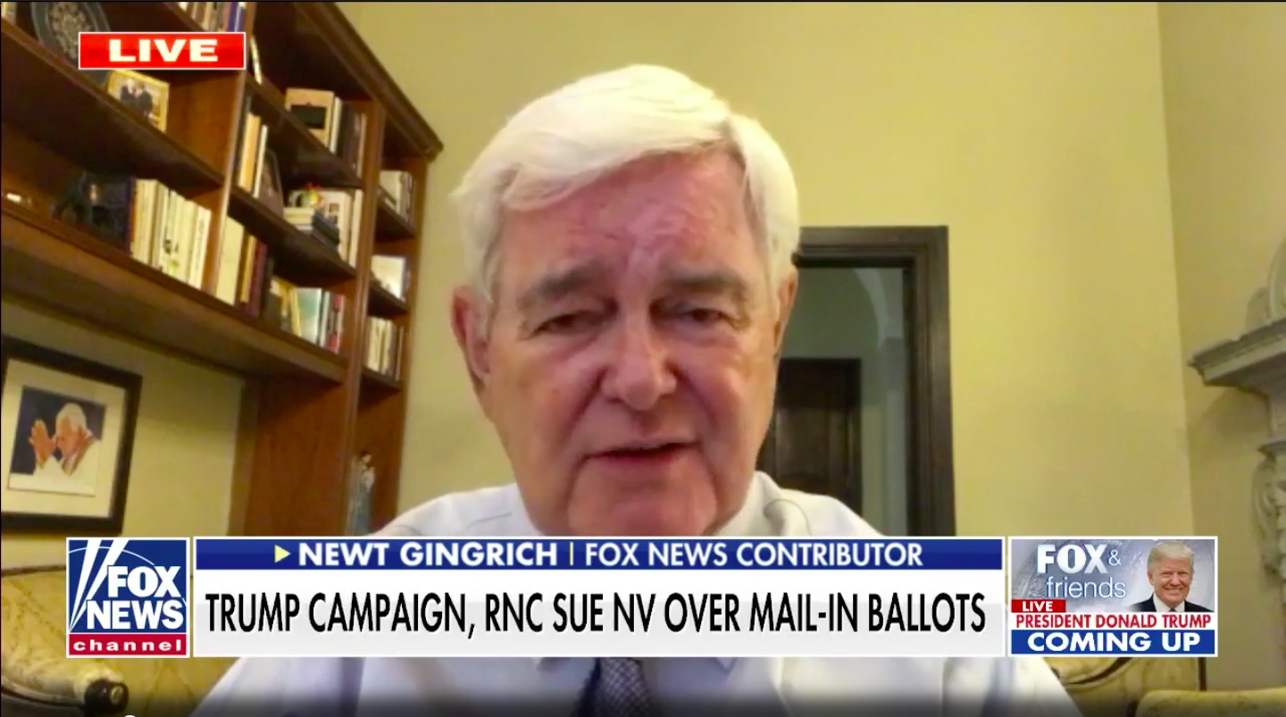 Newt Gingrich Lies About Mail-In Voting, Claims Democrats Are Trying to "Steal" November Election