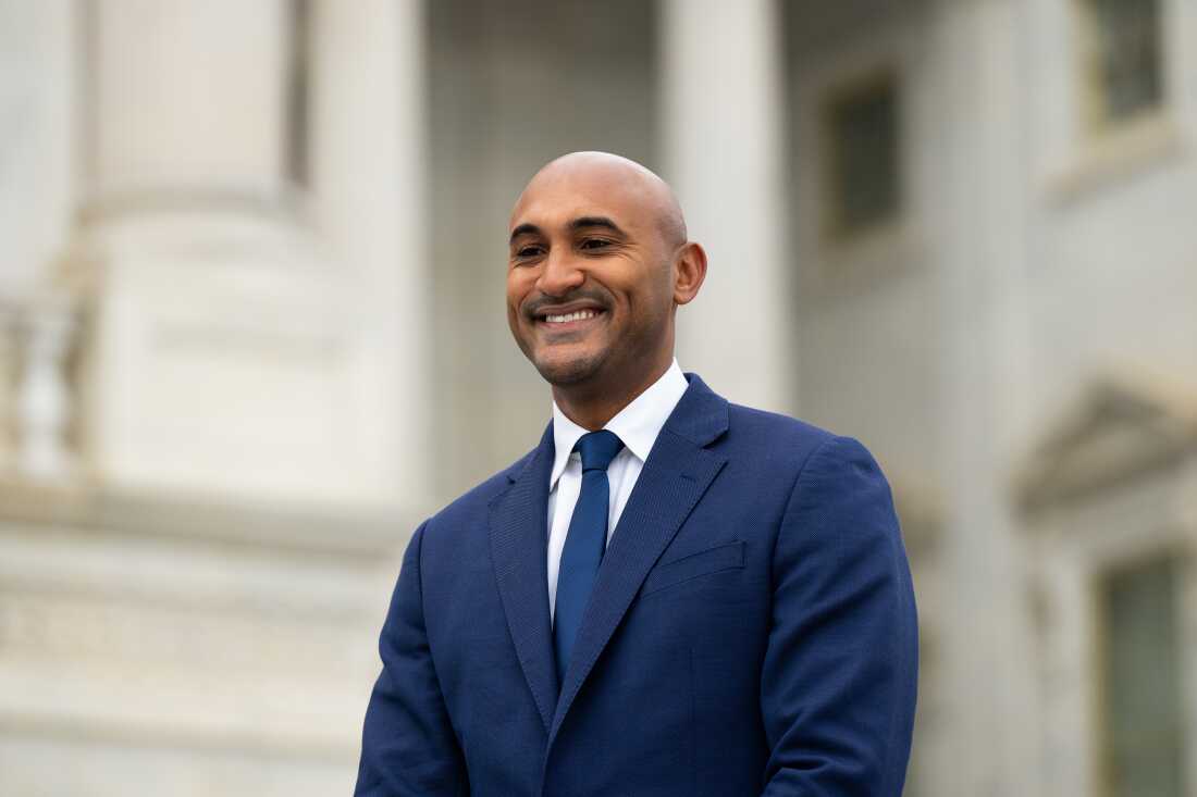 Democratic Rep.-elect Shomari Figures of Alabama, stands at the U.S. Capitol after freshman members of Congress posed for their class photo on November 15, 2024. (Bill Clark/CQ-Roll Call, Inc via Getty Images)