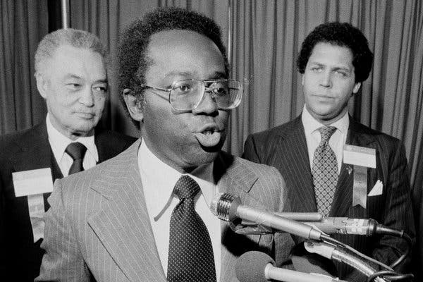 Mayor Richard G. Hatcher of Gary, Ind., center, in 1979.