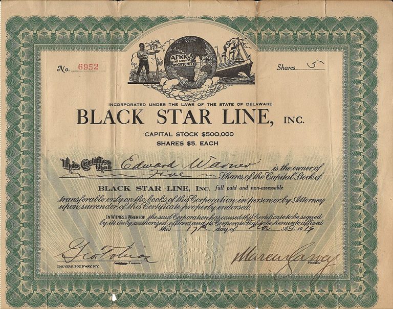 Black Star Line Stock Certificate