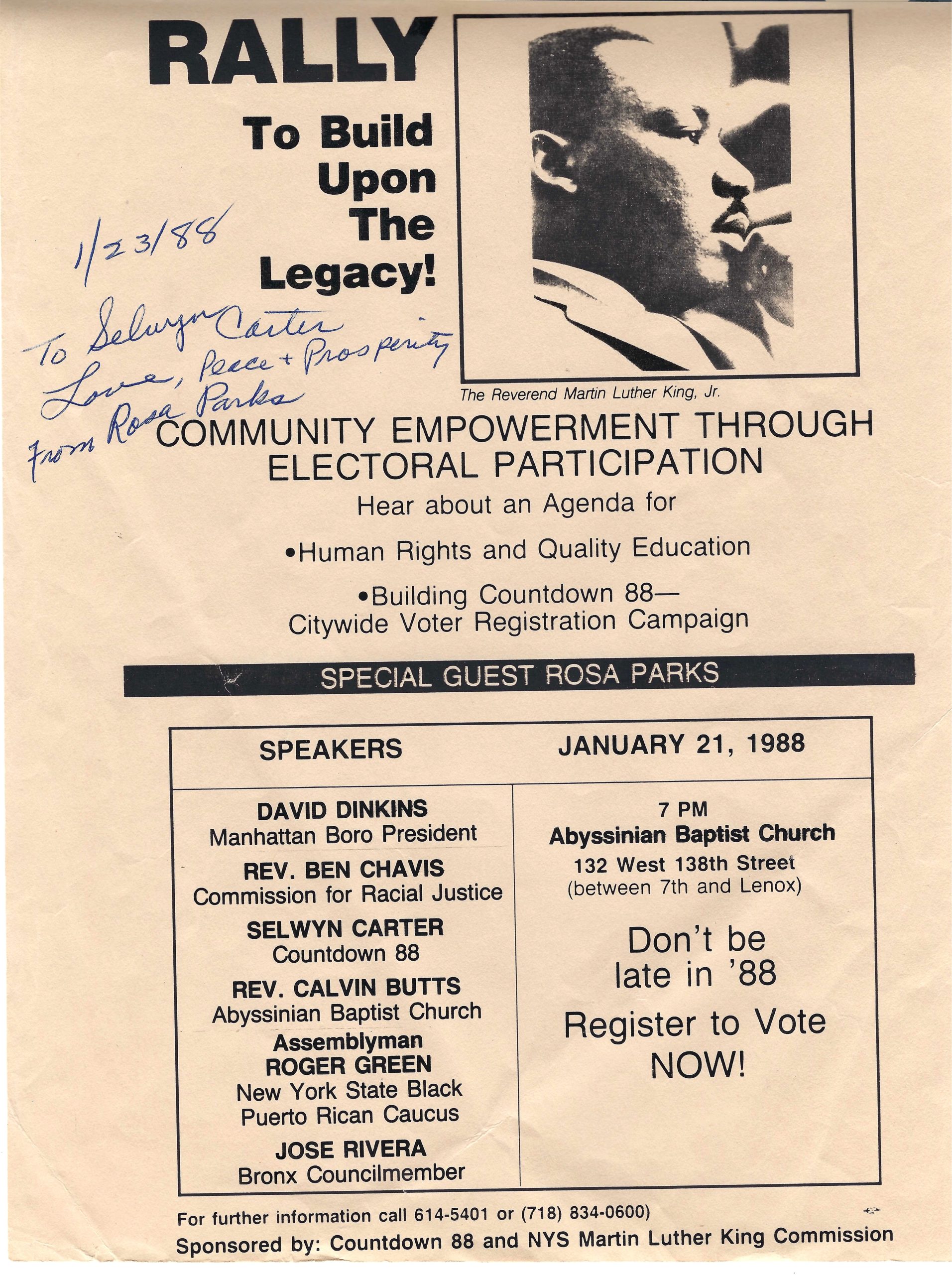 Countdown 8 Rally Abyssinian Baptist Church Harlem