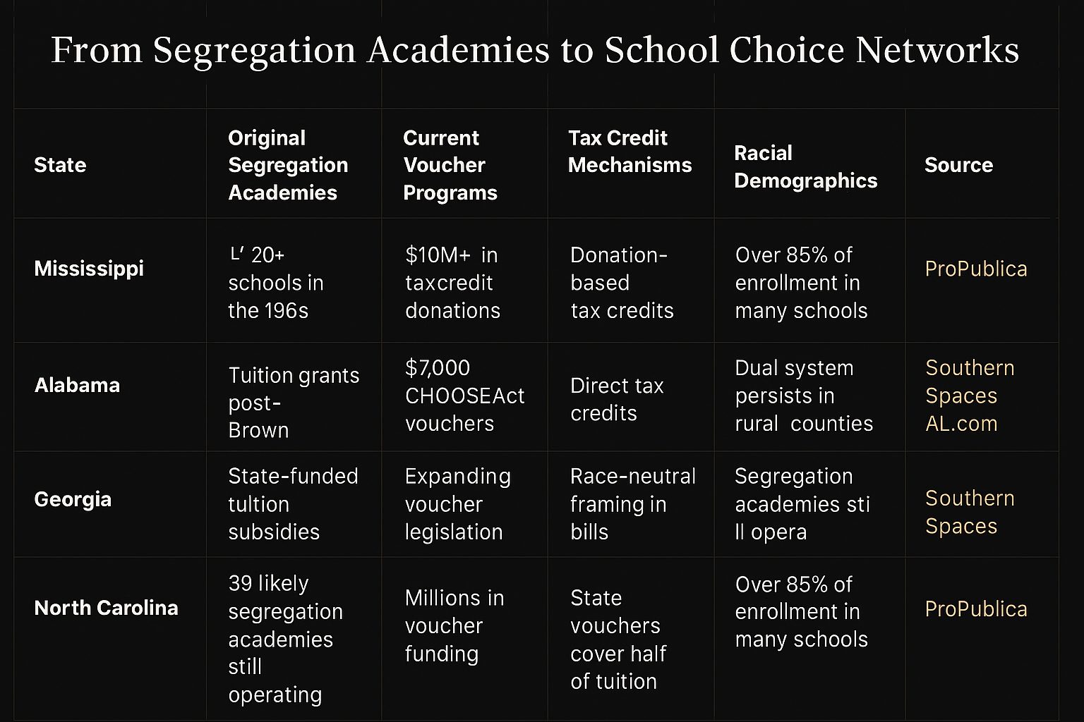 From Segregationist Academies to School Choice Networks
