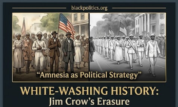 Archival style split imagery representing the Jim Crow era white-washing of Black history to facilitate political reconciliation between northern and southern elites.